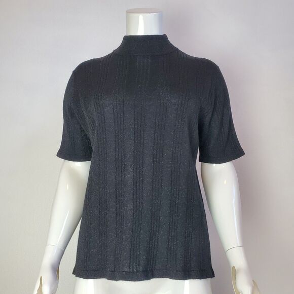 Vintage 90s Sarah B Studio Black Metallic Sweater - Picture 1 of 6
